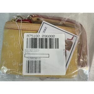 Dooney& Bourke Anniversary Signature MED wristlet Marigold coin purse NWT